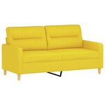 vidaXL Ensemble de canapés 2 Pièces avec coussins Jaune clair Tissu