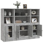 vidaXL Buffets 3 Pièces gris béton bois d'ingénierie