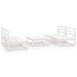 vidaXL Salon de jardin 5 Pièces Blanc Bois de pin massif