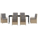 vidaXL Ensemble de salle à manger de jardin 7 pièces Beige Rattan Poly