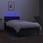 vidaXL Sommier à lattes de lit avec matelas et LED Noir 80x200cm Tissu