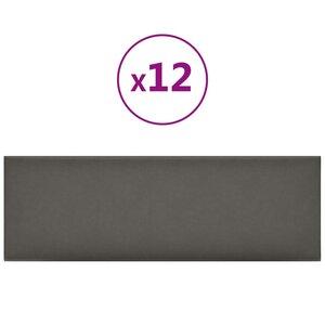 vidaXL Panneaux muraux 12 Pièces Gris 90x30 cm Similicuir 3 24 m²