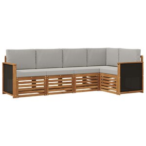 vidaXL Ensemble de canapé d'angle 4 Pièces Naturel et gris clair