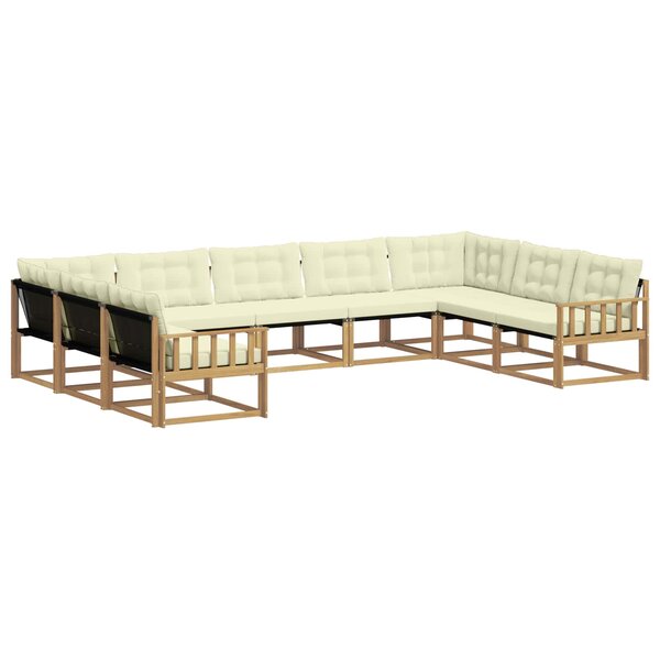 vidaXL Ensemble de canapés d'extérieur 9 pc Blanc et crème