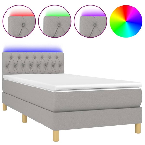 vidaXL Sommier à lattes de lit matelas LED Gris clair 100x200 cm Tissu
