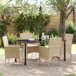 vidaXL Ensemble de salle à manger pour jardin 5 Pièces Beige Poly rotin