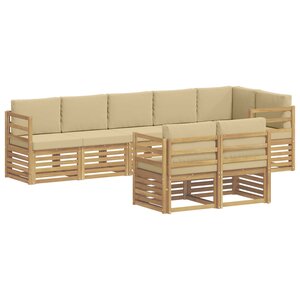 vidaXL Ensemble de canapés d'extérieur 8 pc Blanc et Beige Polyester