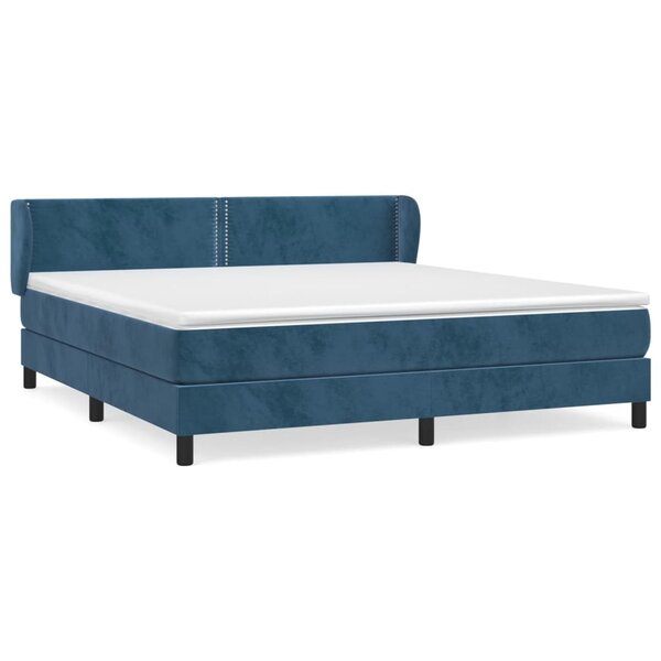 vidaXL Sommier à lattes de lit et matelas Bleu foncé 160x200cm Velours