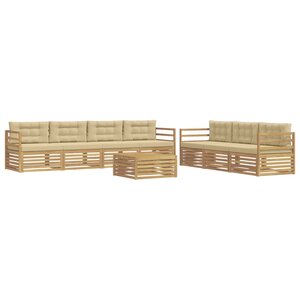 vidaXL Ensemble de canapés d'extérieur 8 pc Blanc et Beige Polyester