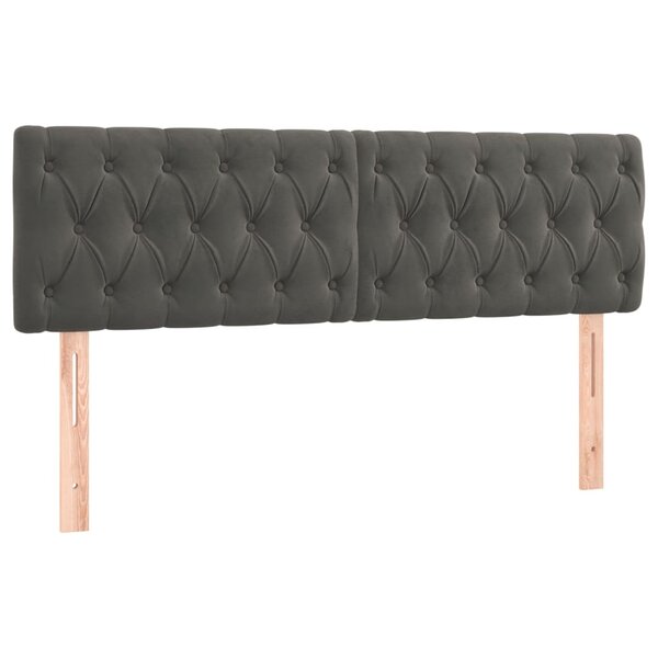 vidaXL Têtes de lit 2 Pièces Gris foncé 80x7x78/88 cm Velours