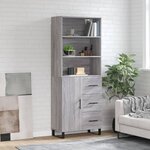 vidaXL Buffet haut Sonoma gris 69 5x34x180 cm Bois d'ingénierie