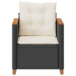 vidaXL Chaise de jardin avec coussins noir résine tressée