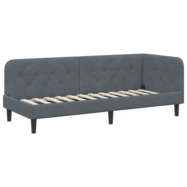 vidaXL Cadre de lit d'angle Gris foncé 80 x 200 cm Velours