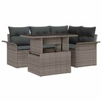 vidaXL Ensemble de canapé de jardin avec coussin 5 Pièces Gris Poly rotin