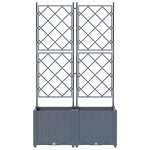 vidaXL Jardinier avec treillis 2 Pièces Gris clair 80x40x143 cm