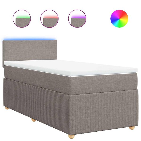 vidaXL Sommier à lattes de lit avec matelas Taupe 100x200 cm Tissu
