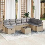vidaXL Ensemble de canapé de jardin 8 Pièces Beige Poly rotin