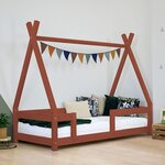Lit cabane enfant NAKANA 120 x 190 rouge brique