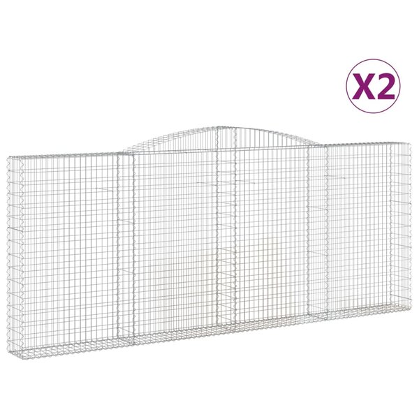 vidaXL Paniers à gabions arqués 2 Pièces 400x30x160/180 cm Fer galvanisé