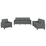vidaXL Ensemble de canapés 3 Pièces avec coussins Gris foncé Tissu