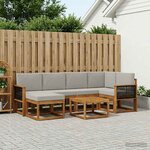 vidaXL Ensemble de canapés d'extérieur 7 pc Naturel et gris clair