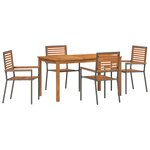 Ensemble de salle à manger de jardin vidaXL 5 pièces en poly rotin gris acacia