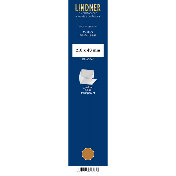 Bandes Klemmfix double soudure 210 x 43 mm pour timbres-poste. Fond - Transparent