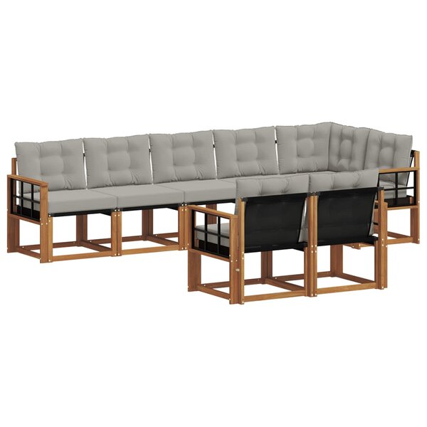 vidaXL Ensemble de canapés d'extérieur 8 pc Gris Naturel et Clair