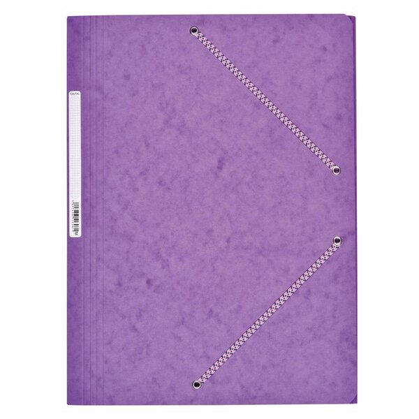 Chemise Carte Lustée 24 x 32 cm à rabats avec élastique et étiquette de dos Mauve COUTAL