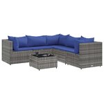 vidaXL Salon de jardin 6 Pièces avec coussins Gris Résine tressée