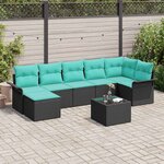 vidaXL Ensemble de canapé de jardin avec coussin 8 Pièces Noir Poly rotin