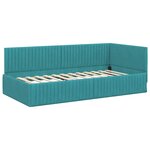 vidaXL Cadre de lit d'angle avec matelas 2 Pièces Turquoise Velours