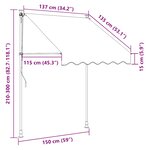 vidaXL Auvent rétractable manuel 150 cm Rayures oranges et blanches