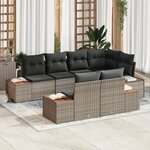 vidaXL Ensemble de canapé de jardin 7 pièces avec coussins gris