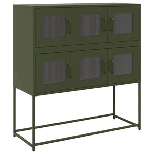 vidaXL Buffet vert olive 100 5x39x107 cm acier laminé à froid