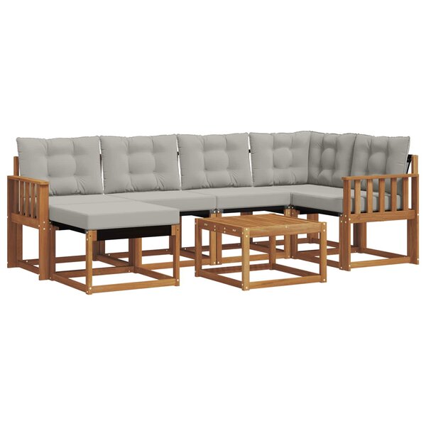 vidaXL Ensemble de canapés d'extérieur 7 pc Gris Naturel et Clair