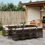 vidaXL Ensemble à manger de jardin et coussins 9 Pièces marron poly rotin