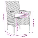 Ensemble de salle à manger de jardin 5 pièces avec coussins en rotin synthétique noir