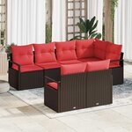 vidaXL Ensemble de canapé de jardin avec coussin 7 Pièces Marron et rouge