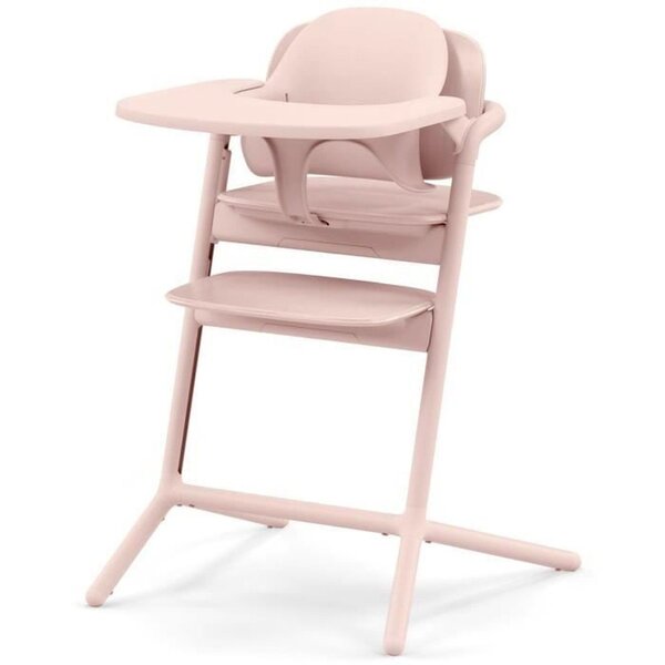 Chaise haute évolutive 3 en 1 LEMO 2 - Rose - Réglable hauteur et profondeur - Set bébé