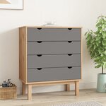 vidaXL Commode OTTA Marron et gris 76 5x39 5x90 cm Bois de pin massif