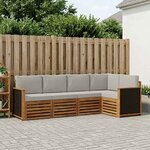 vidaXL Ensemble de canapé d'angle 4 Pièces Naturel et gris clair