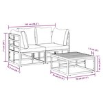 vidaXL Ensemble de canapé de jardin avec coussin 3 Pièces Noir Aluminium