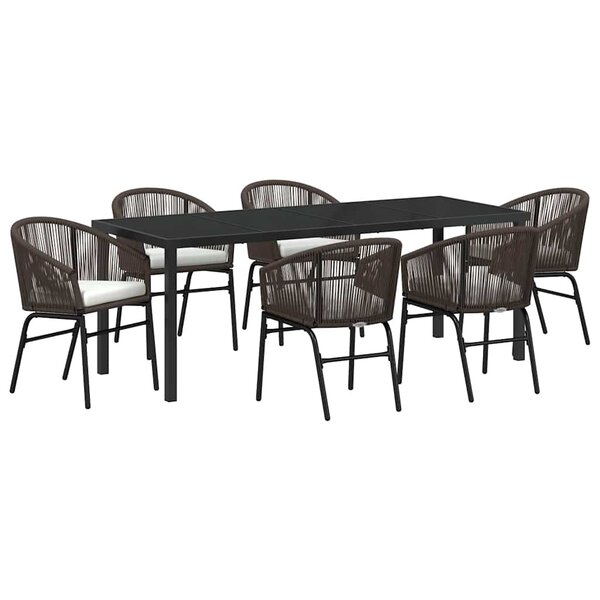 vidaXL Ensemble de salle à manger pour jardin 7 pc Marron
