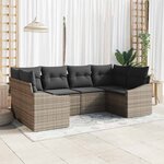 vidaXL Ensemble de canapé de jardin avec coussin 6 Pièces Gris