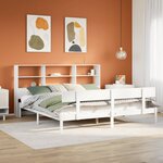 vidaXL Lit bibliothèque sans matelas blanc 200x200 cm bois pin massif