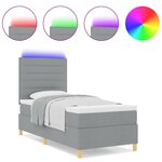 vidaXL Lit à ressort avec matelas et lumière LED gris clair 100x200 cm en tissu