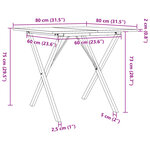 vidaXL Table à manger cadre en X 80x80x75 cm bois de pin massif fonte