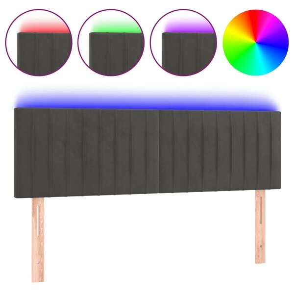 vidaXL Tête de lit à LED Gris foncé 144x5x78/88 cm Velours