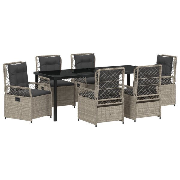 vidaXL Ensemble de Salle à Manger de Jardin de 7 Pièces Gris Clair Rattan Poly